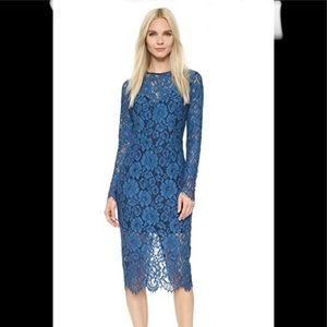 Veronica Beard Gynne Long-Sleeve Lace Pencil Dress Blue Size 2